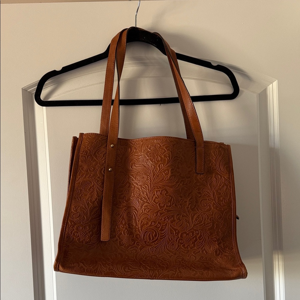 Elegant Brown Embossed Tote Bag